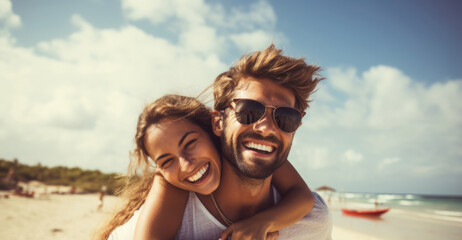Fototapeta premium couple enjoying together and travel concept