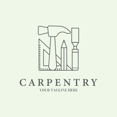 icon tool carpentry line logo design minimalist art illustration vector