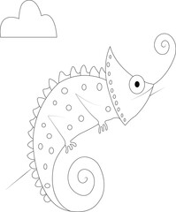 chameleon coloring page for kids