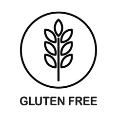 Gluten free icon vector isolated on white background. Stalk of grain, Wheat gluten free grain vector icon label round badge logo.