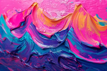 Foto op Canvas Vibrant neon waves, vibrant waves neon background, neon background, background, colorful background, neon colorfully background, rainbow color background © MH