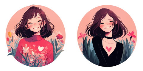 Obraz premium bittersweet tears, girl smiling while crying. illustration transparent background png.