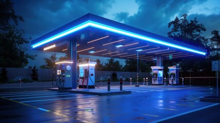 the contrast between diesel fueling stations and electric vehicle charging stations - obrazy, fototapety, plakaty