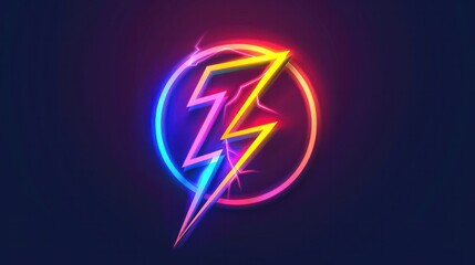 A striking vector logo featuring a neon-style energy lightning bolt