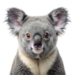 Portrait of koala, isolated on transparent background.