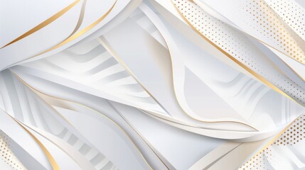 white geometric background featuring a paper cut style embellished with elegant golden lines