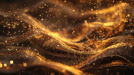 An abstract background featuring a shimmering gold (bronze) glitter wave