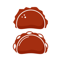 Set of delicious Mexican tacos with logo filling