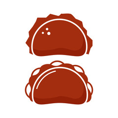 Set of delicious Mexican tacos with logo filling