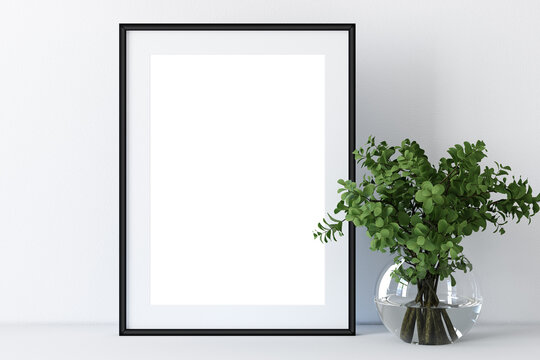Mockup poster minimalist A4, interior frame mockup, 3d render