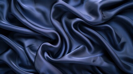 Fototapeta premium A luxurious navy blue silk satin background with soft folds