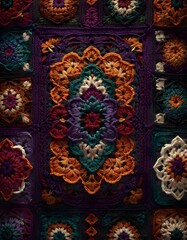 Retro Inspired Abstract Textile Pattern in Warm Colors, Generative AI