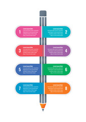 Fototapeta premium gray pencil infographic template. magazine, annual report infographic template. eight options briefing template