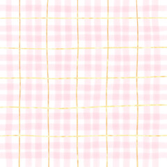 Gold Pink Plaid Hand Drawn Background Overlay