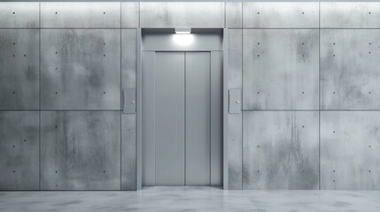 portrait of silver elevator door