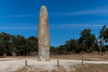 The Menhir of Meada is single standing stone near Castelo de Vide in Portugal. 