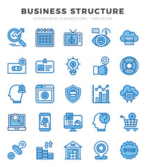 Vector icons set of Business Structure. Two Color style Icons.