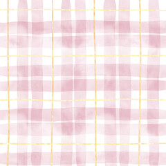 Gold Pink Plaid Hand Drawn Background Overlay