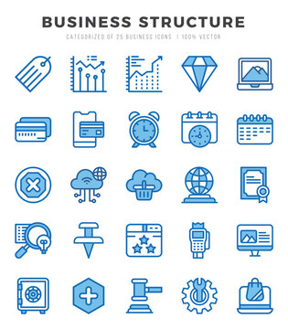 Set of Business Structure Icons Two Color icons collection.