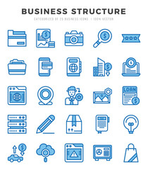 Set of simple Two Color Business Structure Icons. Two Color art icons pack.