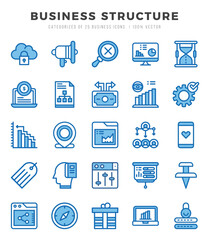 Business Structure icons set. Collection of simple Two Color web icons.