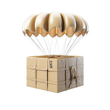 3d render of a box with a parachute