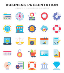 Simple Set of Business Presentation Related Vector Flat Icons.