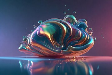 Whimsical Holographic Fantasy: Organic Splashes of Technicolor in 3D Realm