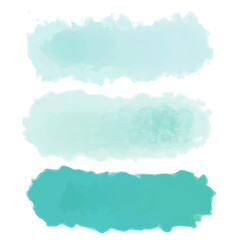 Set of vector paint brush stroke. Turquoise watercolor texture, background for social media. Brush highlight elements note underline isolated. Vector