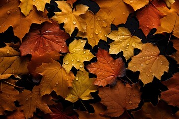 Naklejka na ściany i meble Background of beautiful autumn leaves, top view