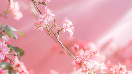 A pastel pink background for soft feminine product placements inviting and gentle.