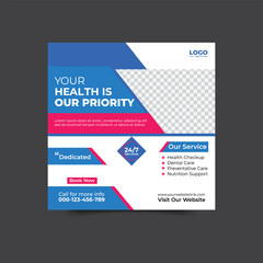 medical healthcare center social media post template. web banner advertising.