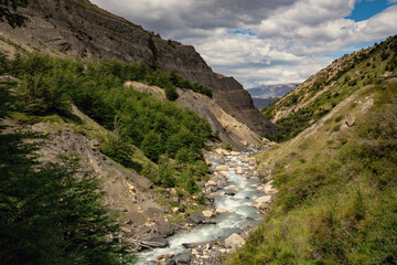 Fototapeta na wymiar Torres del Paine National Park trek in Patagonia Chile