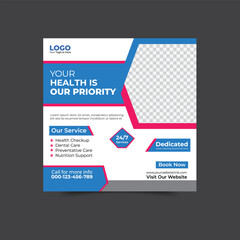 medical healthcare center social media post template. web banner advertising.