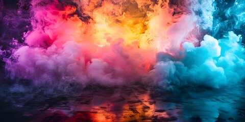 Colorful Vape Clouds Transform a Room in a Vibrant Vape Club Setting. Concept Vape Clouds, Colorful Room, Vape Club, Vibrant Settings