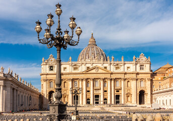 St. Peter's basilica on Saint Peter's square in Vatican, center of Rome, Italy