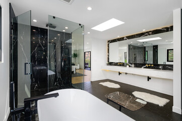 Interior shot of a bathroom of a luxury home