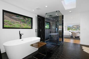 Interior shot of a bathroom of a luxury home