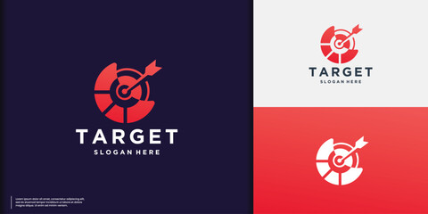 creative of target logo template inspiration. abstract dartboard circular with arrows center shape.