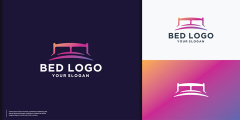 vector illustration bed logo template with gradient colorful branding design inspiration. - obrazy, fototapety, plakaty