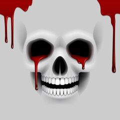 Funny design of skull with dripping blood.