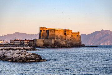 Castel dell'Ovo, lietrally, the Egg Castle is a seafront castle in Naples, Italy - 767377757