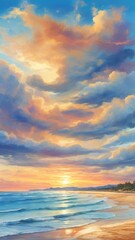 Obraz premium Beautiful clouds, sun and sea