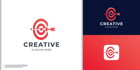 modern target logo, creative of target inspiration. on point target design illustration. arrow right on bullseye target