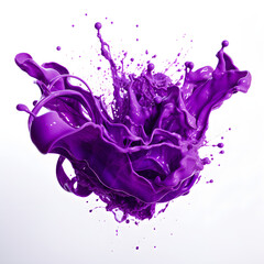 Purple spill on white background, purple color spill, purple liquid spill