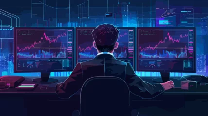 Poster Finanzen Aktien Analyse Kryptowährung Bildschirm Business Man Global Wirtschaft Trader © THM