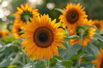 Obraz premium Sunflower Field Basking in Sunlight