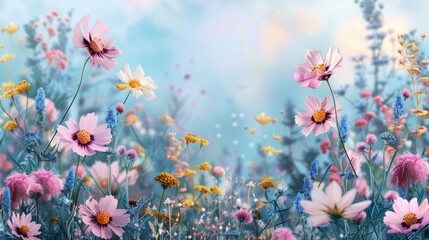 Blooming Beauty: A Serene Nature Background with Wildflowers