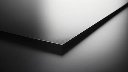 A smooth glossy black paper sheet elegantly placed on a reflective silver background.