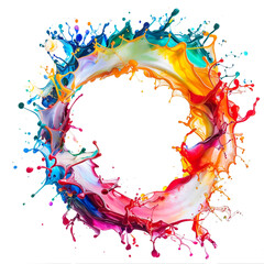 Abstract Colorful Paint Splash in Circle, Artistic Watercolor Background Design